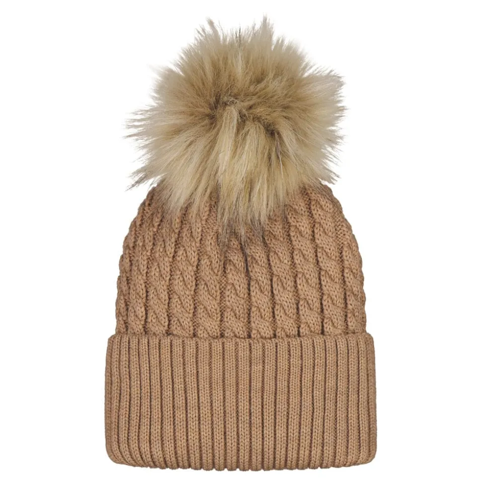 CABLE BEANIE -PALMIKKOPIPO, MERINOVILLA | PEANUT BUTTER