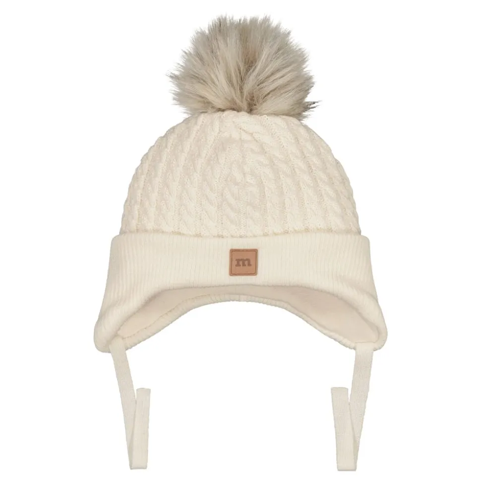 FUR POM CABLE BABY BEANIE -MERINOVILLAPIPO | CREAMY