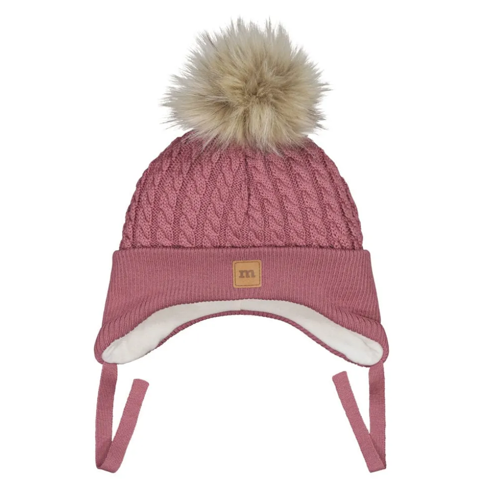 FUR POM CABLE BABY BEANIE -MERINOVILLAPIPO | WILD ROSE