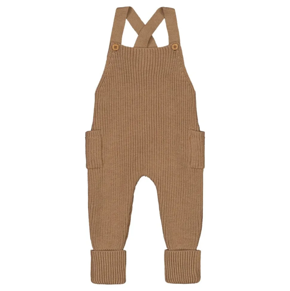 KNITTED DUNGAREES -LAPPUHAALARI, MERINOVILLA | PEANUT BUTTER