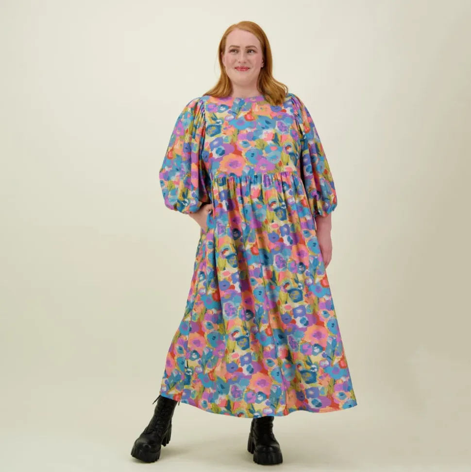 MIRACLES VOLUME SLEEVE MIDI DRESS -MEKKO