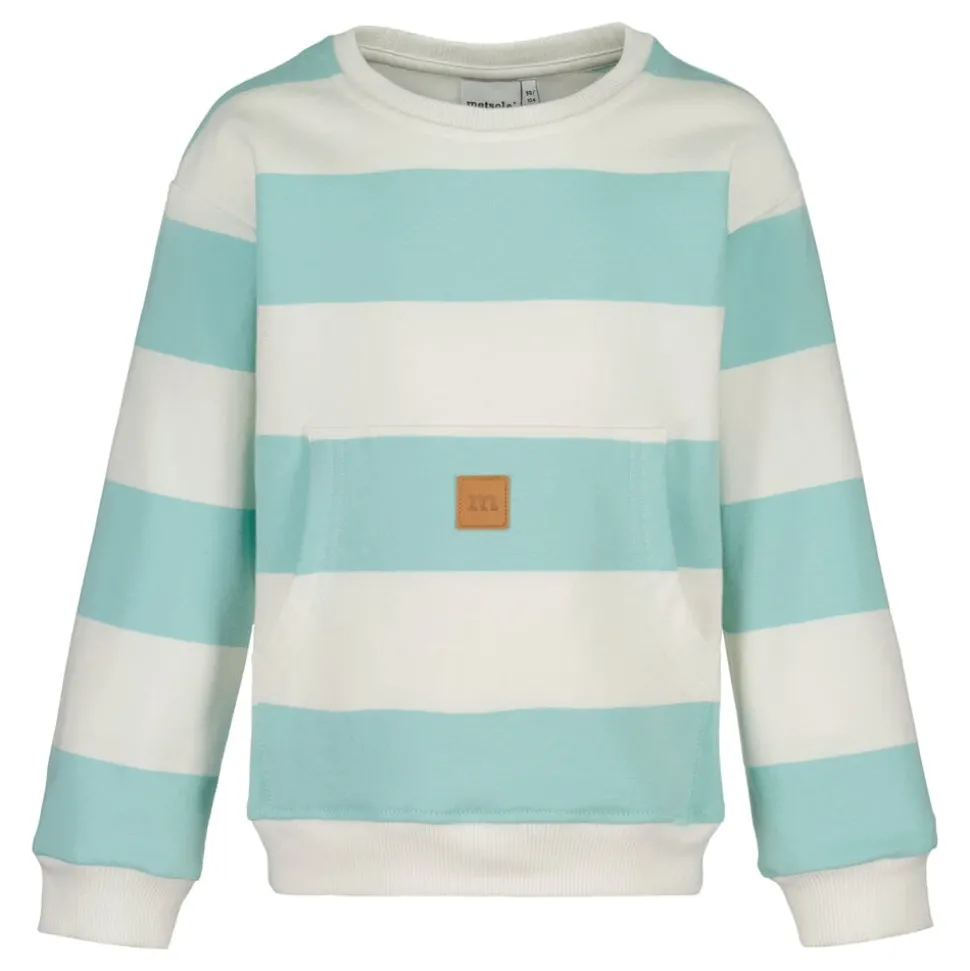 STRIPED POCKET SWEATER -COLLEGEPAITA | OCEAN/VANILLA