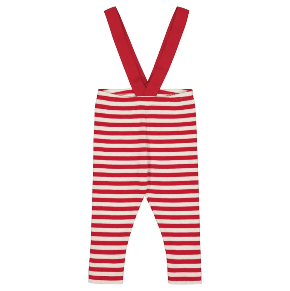STRIPED RIB BRACE PANTS -HENKSELIHOUSUT | POPPY/CREAMY